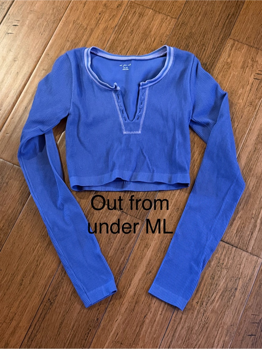 Urban Outfitters Ribbed Cropped Long-Sleeve Top in Periwinkle